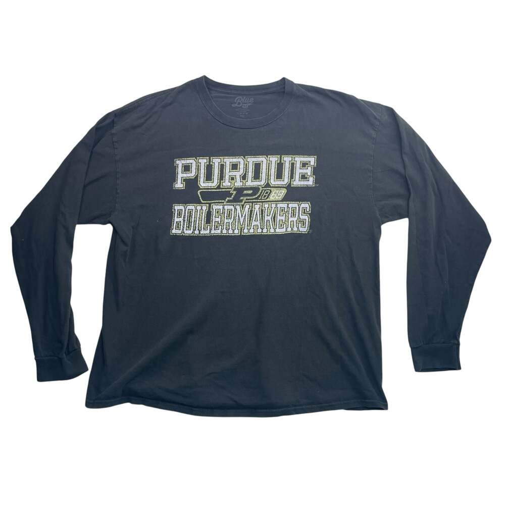 Purdue Boilermakers Long Sleeve T-Shirt Black Men’s XXL Blue 84 NCAA